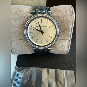 Michael Kors Silver Crystal-Accented Stainless Watch